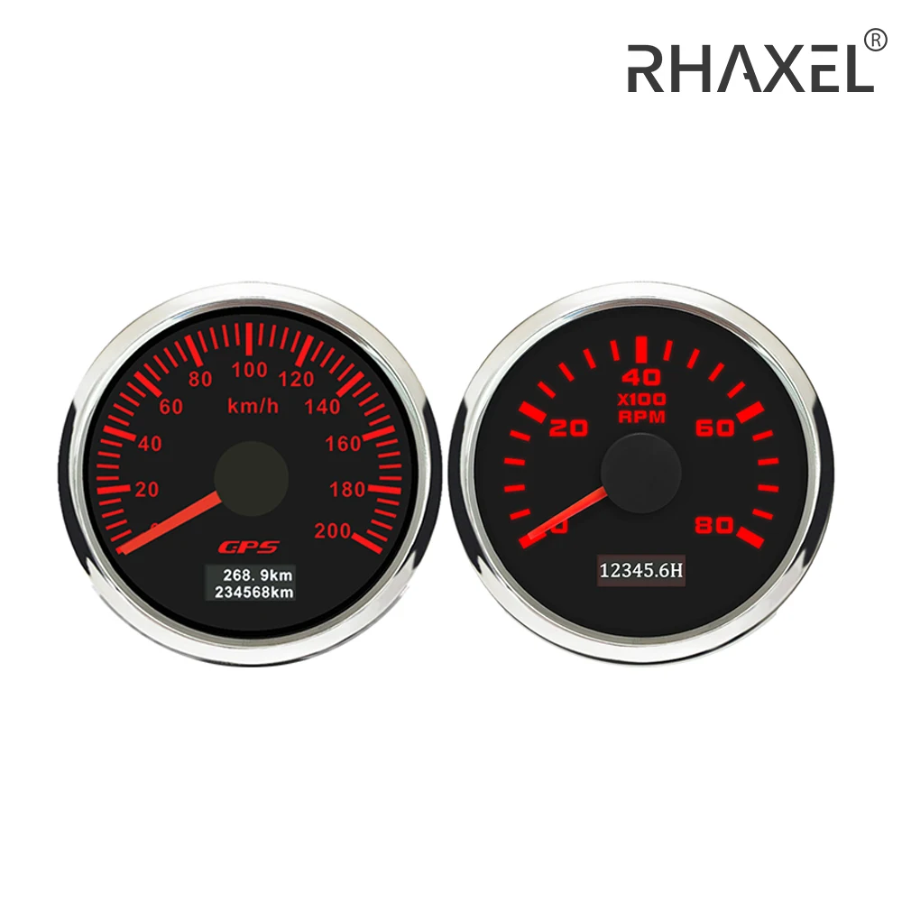 RHAXEL Gauge Kit 52mm Speedometer GPS 60km/h Speedo Gauge Tachometer 4000RPM 12V 24V for Car Truck Sailboat with Backlight