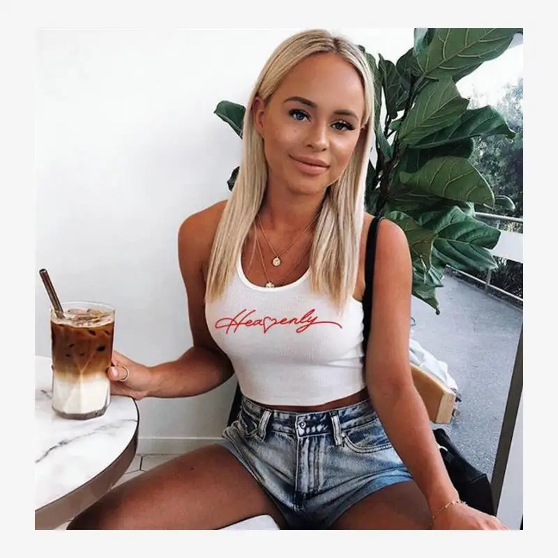 

Женская укороченная майка Street Sle, облегающая хлопковая футболка с принтом, летняя жилетка Thiened Bal, женская одежда Faion