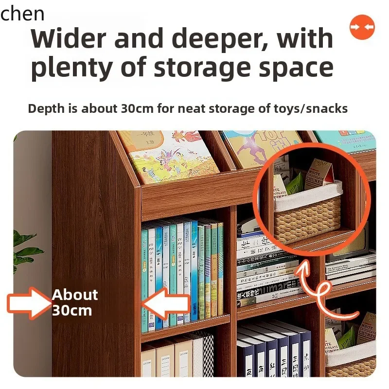b11-7.2 PYH Classroom Bookshelf Solid Wood Wall-Mounted Low Cabinet Storage Rack Floor Bookcase Storage Grid Cabinet