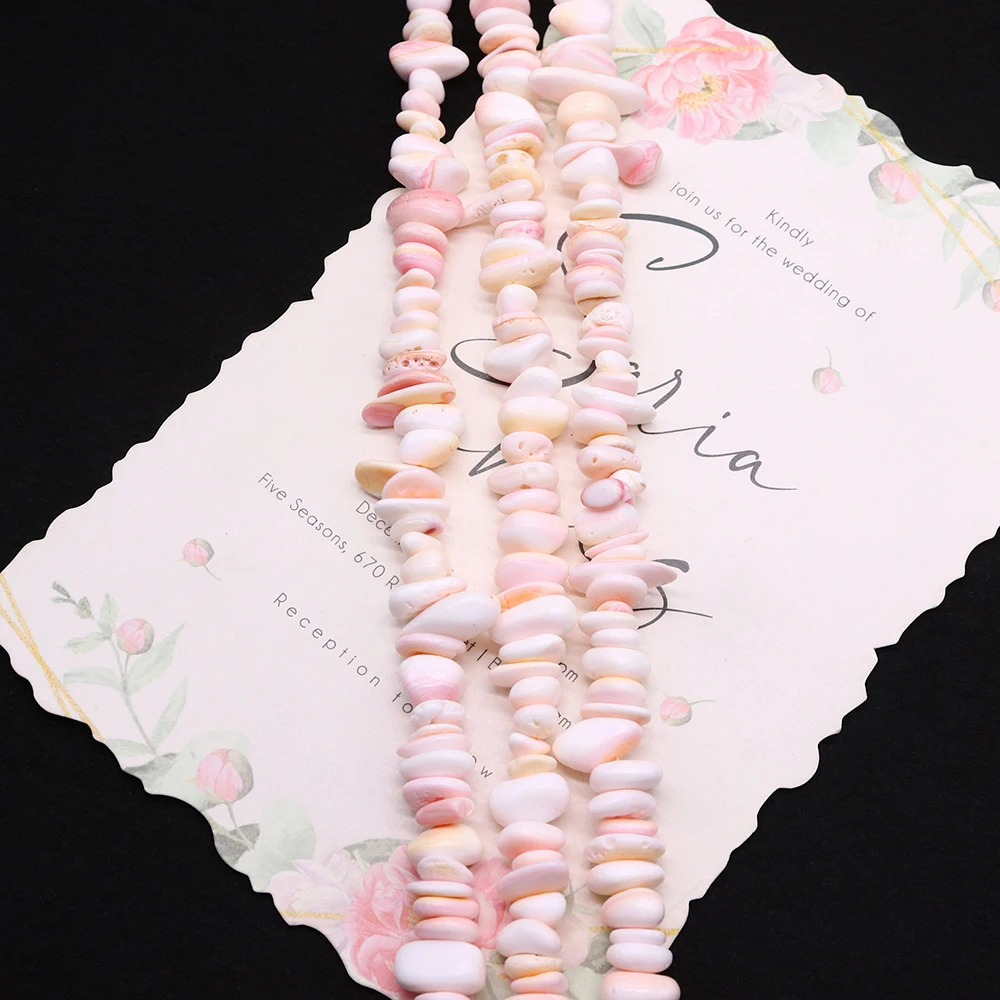 

Romantic Pink Natural Queen Shell Irregular Straight Hole Beads 1strand For Jewelry Making DIY Cute Necklace Bracelet Accessory