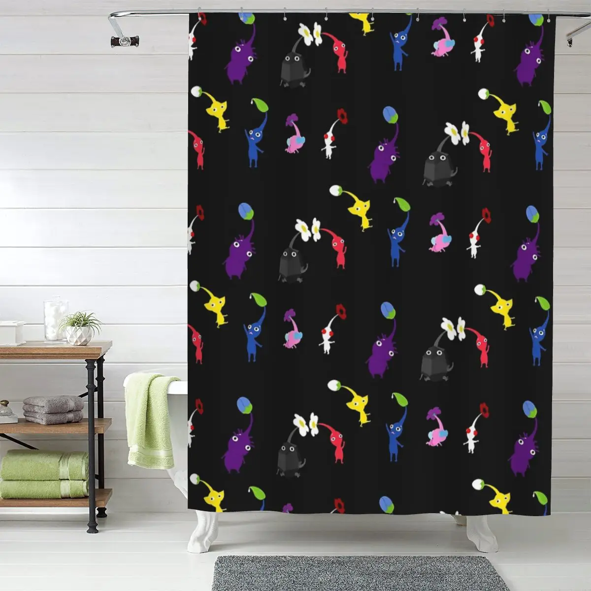 

Занавеска для душа Pikmin, полиэстеровая, водонепроницаемая, для ванной комнаты, с крючками