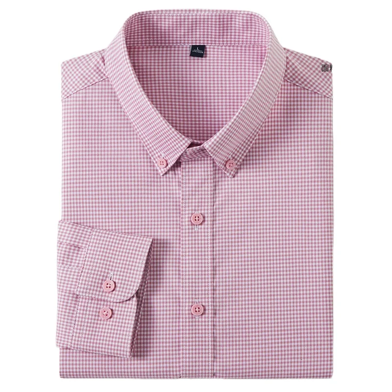 

Men's Trendy Long Sleeve Shirt - 100% Cotton Breathable Light Business Casual Fine Grid Plaid Shirt for Daily Life & Commuting