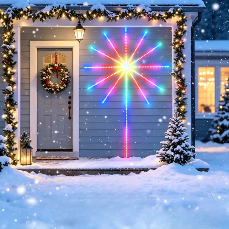 Firework LED Strip Lights RGBIC Pattern Bluetooth USB 5V APP Music Sync for Christmas Party Bedroom Wall Decor for Indoor Wall