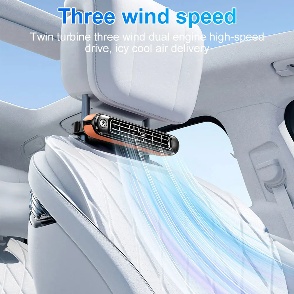 Backseat Cooling Fan Rear Seat Air Circulation Fan Three Adjustable Wind Speeds Portable Fan USB Car Fan for Sedan SUV RV Truck