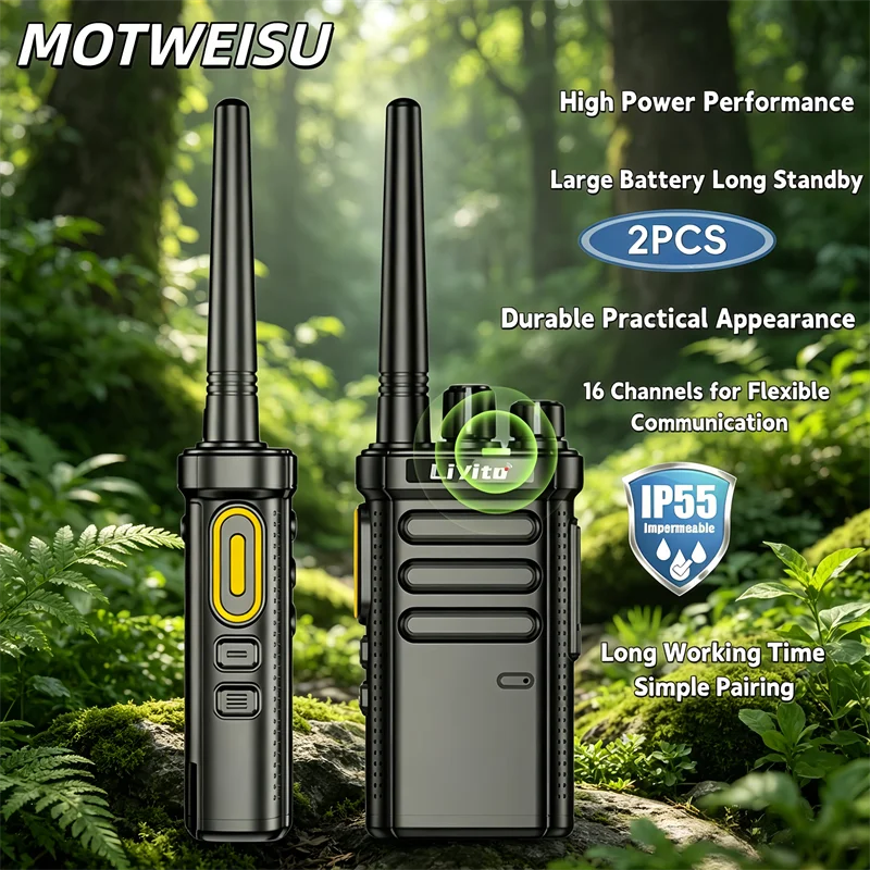 UHF PMR446 Handheld Walkie Talkie 16 Channels Long Range Rechargeable Waterproof Two Way Radio USB Charger for Outdoor Camping