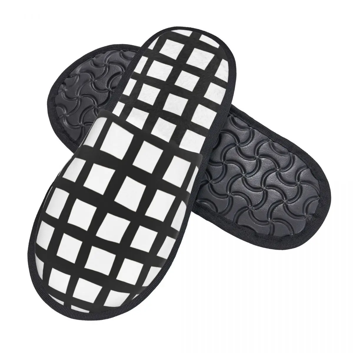 Irregular Square Grid Men Women Furry slippers Cosy special Home slippers