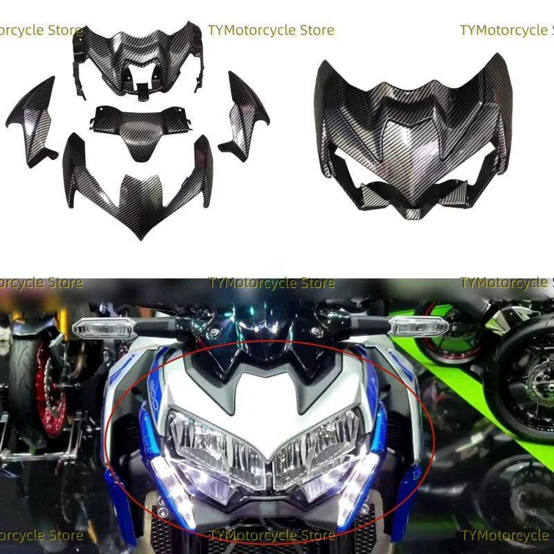 

Carbon fiber coating Front Upper Nose Headlight Fairing Cowls Cover Set Fit For KAWASAKI Z 900 ZR900 Z900 2020 2021 2022 2023