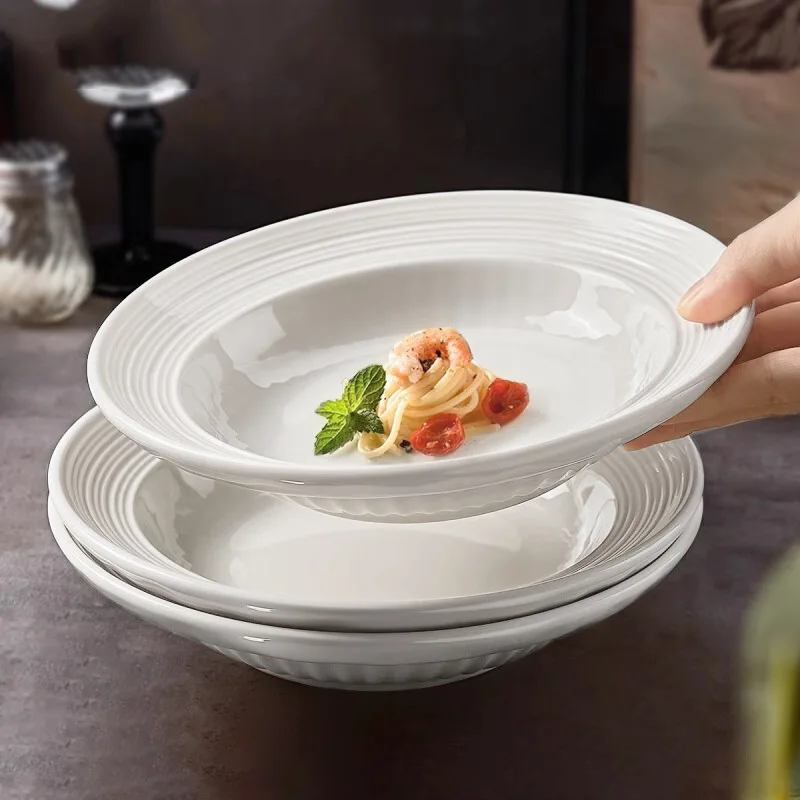 

Ins style simple thread western food plate high-end tableware plate dish dish soup plate dining plate deep plate dish plate