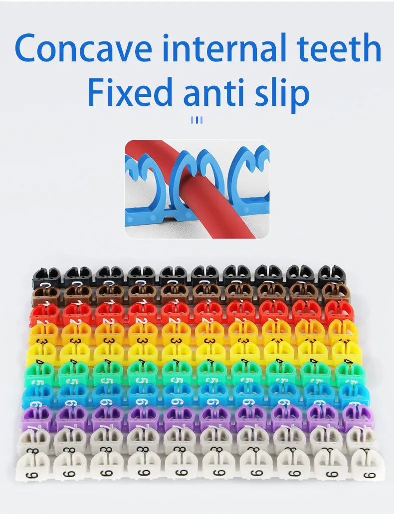 100/150PCS Plastic Cable Marking Label Color Digital Number 0 To 9 Tube Wire C-Type 0.75/2.5/4/6mm PVC Sleeve Insulation Tag Cat