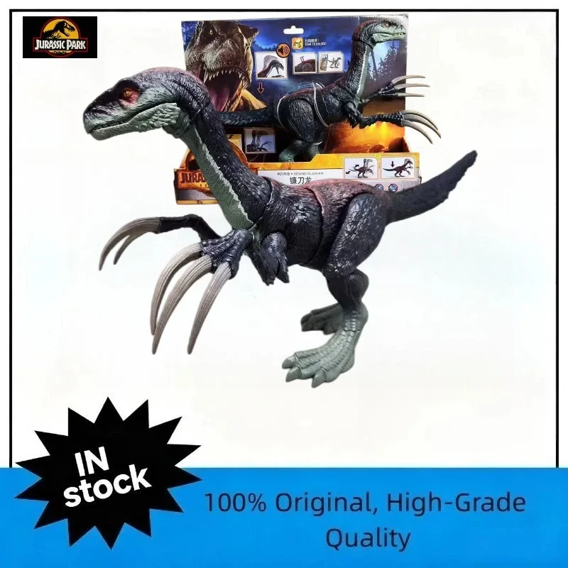 Figura de acción de dinosaurio Therizinosaurus de Jurassic World Dominion con sonido de ataque y grito, juguete para niños, modelo de anime