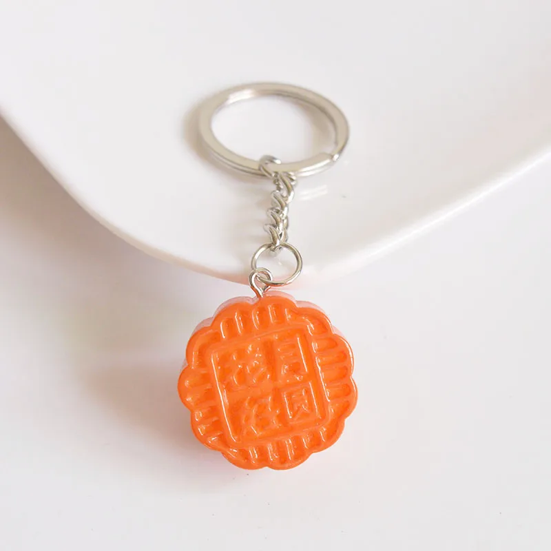 Mid-Autumn Mooncake Keychain Personality Simulation Resin Key Ring Bag Pendant Event Small Gift