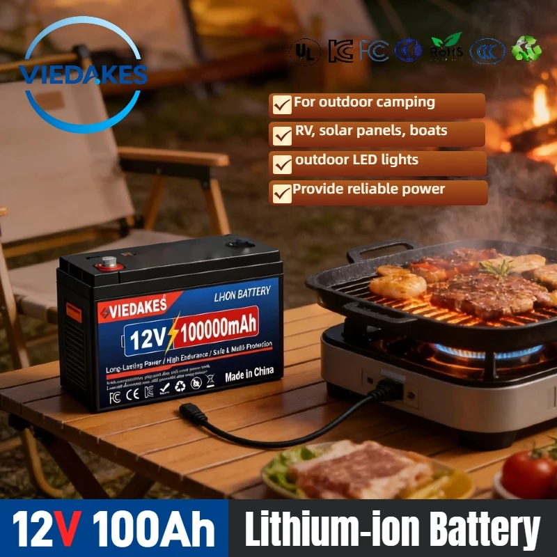 

12v lifepo4 battery 100Ah Rechargeable Deep Cycle Battery for Marine RV Solar Panel Outdoor Camping Backup