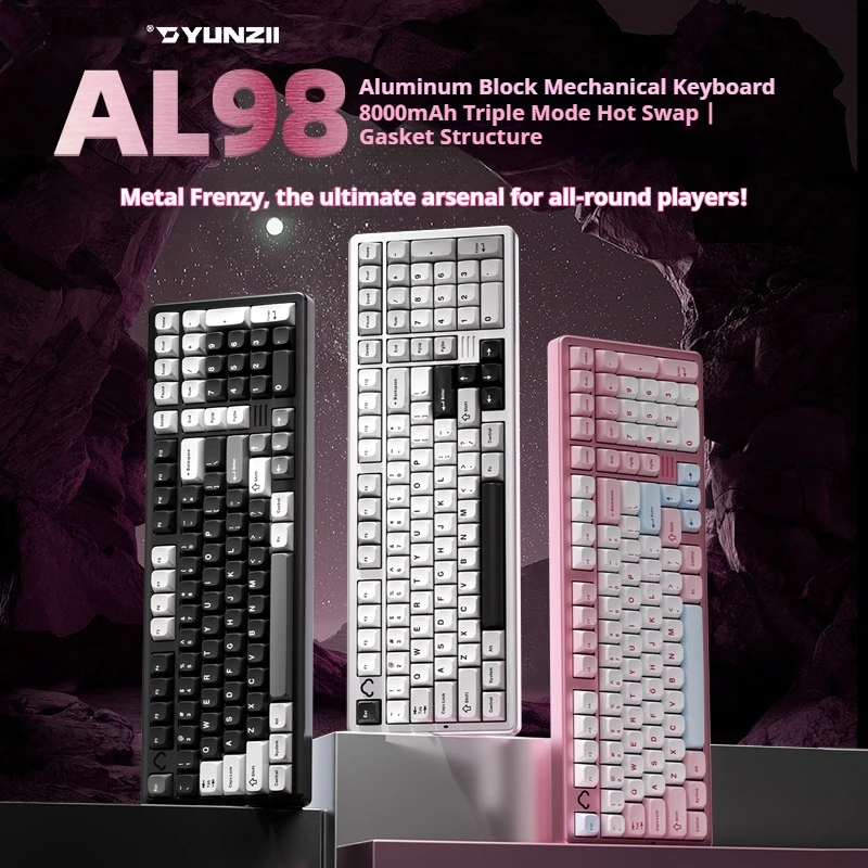 

AL98 Gaming Keyboard Three Mode Connection Customized Wireless RGB Full Key Hot Swappable Ergonomic Long Lasting Battery Life