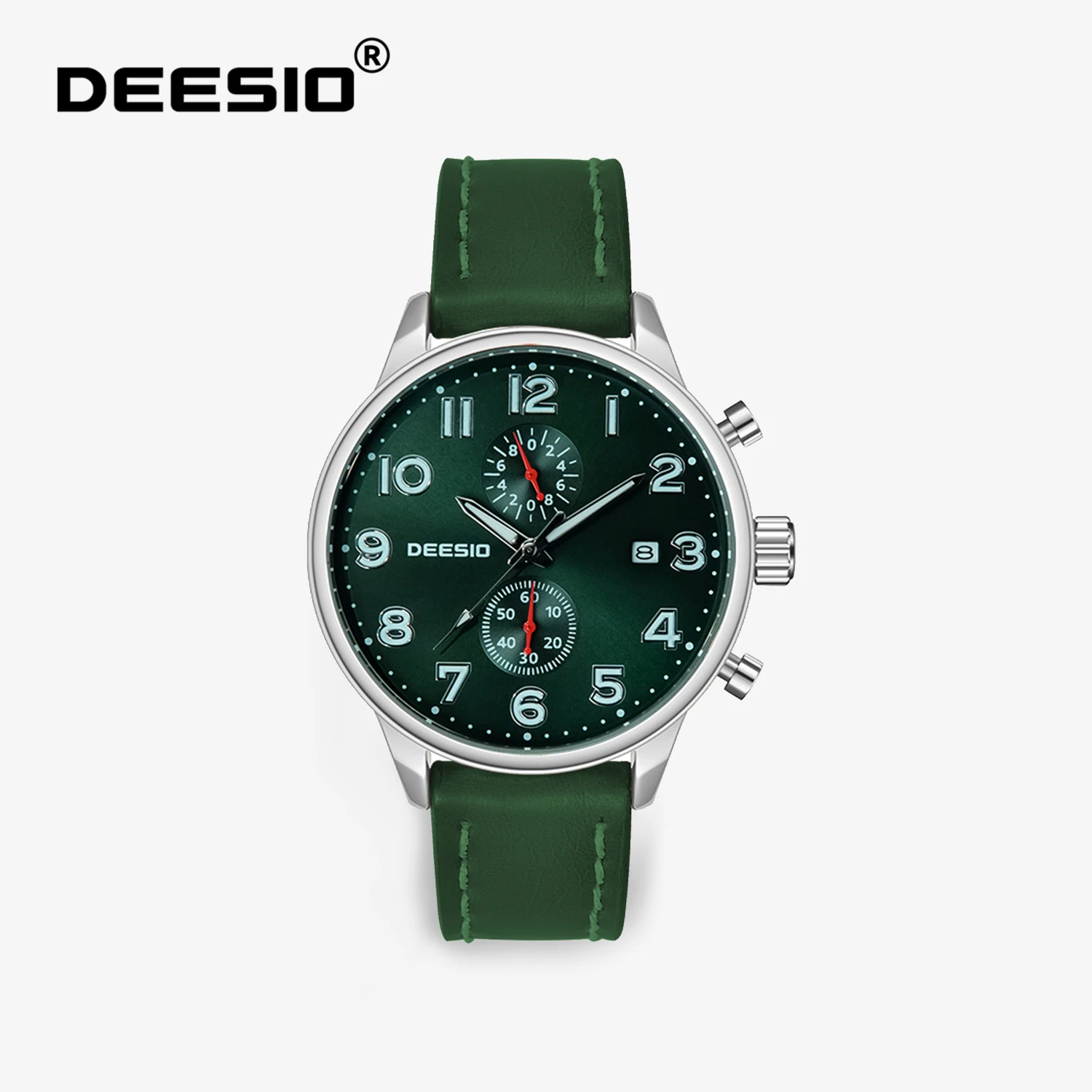 Deesio Luxury Men's Analog Quartz Watch Leather Strap 44mm Dial CN Movement 50M Waterproof Perfect Gift for Christmas Birthday