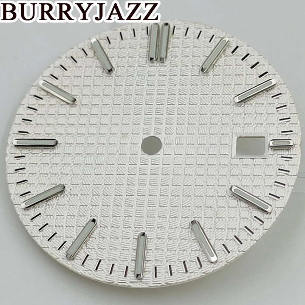 قرص ساعة Burryjazz مضيء ، غطاء تاج الساعة 3: 00 ، بدون شعار الاتصال الهاتفي الأسود والأزرق والأخضر والأبيض ، من من من نحن ، NH35