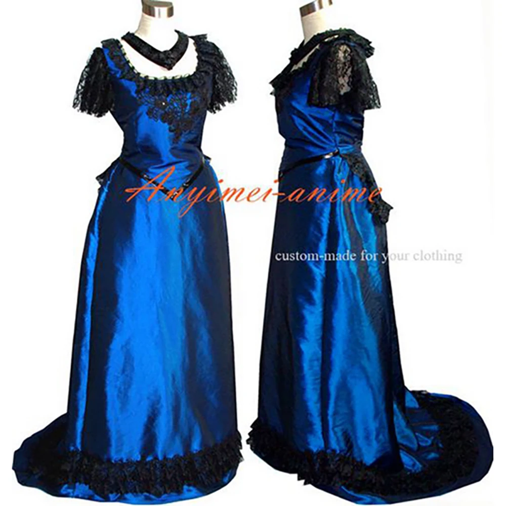 fondcosplay Victorian Rococo Medieval Gown Blue Ball blue Taffeta Dress Gothic Punk Cosplay Costume CD/TV[G532]