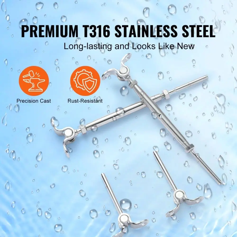 30 Pack T for 1 6 Stainless Steel Adjustable Cable Railing Kit for wood Post - for 1 /8 Wire Rope, Marine Grade, 0 for 1 80°