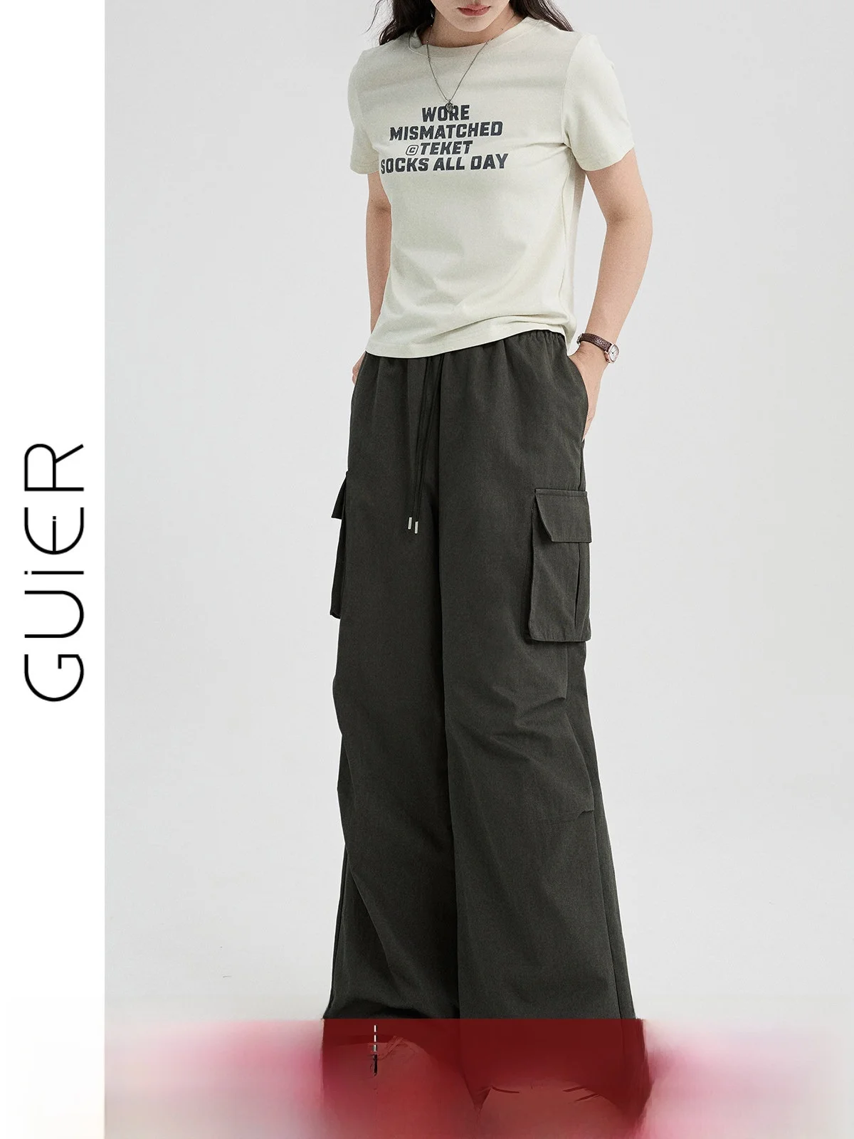 

High Waist Wide Leg Casual Pants Women's Summer Belted Loose Slimming Workwear Trousers Straight Cut Comfortable Faion