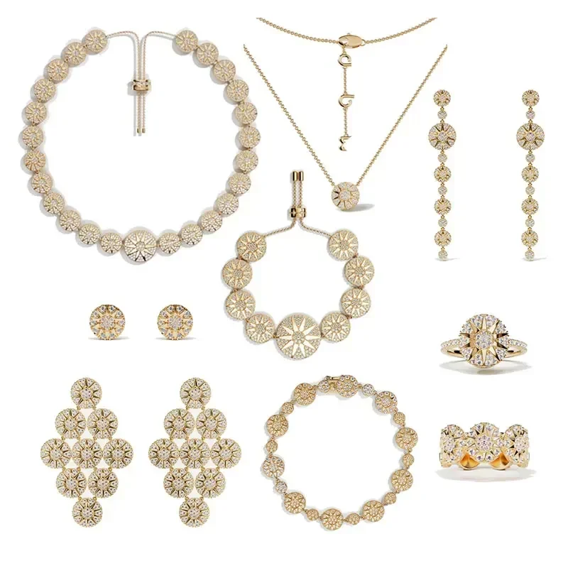 

Komm S925 чистое серебро, золотые круглые солнцезащитные серьги, кольцо, регулируемый браслет, ожерелье, модные универсальные женские юбилейные украшения