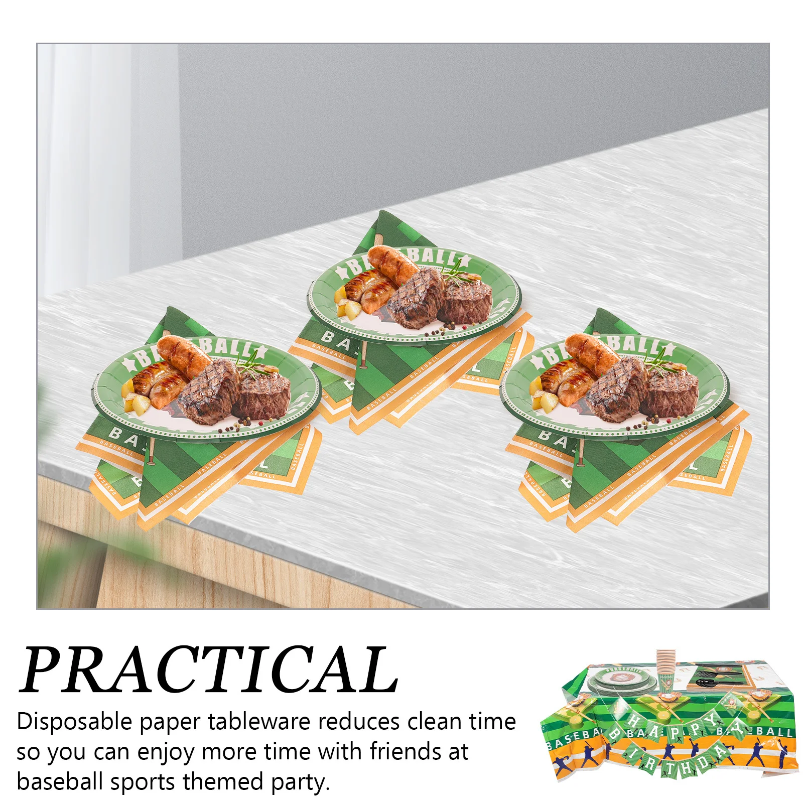 

Baseball Tableware Set Party Birthday Paper Plates Happy Supplies Setting Props Unique Dinnerware Kit Plastic Cup