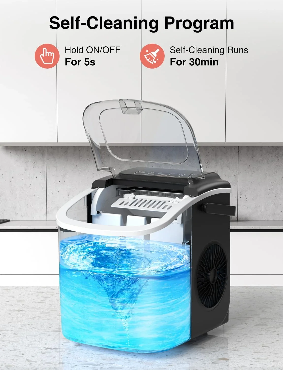 Ith-Compact Ice Maker para uso em bancada, design portátil para casa, escritório, bar, festas e RVs, fácil operação e alta Ef