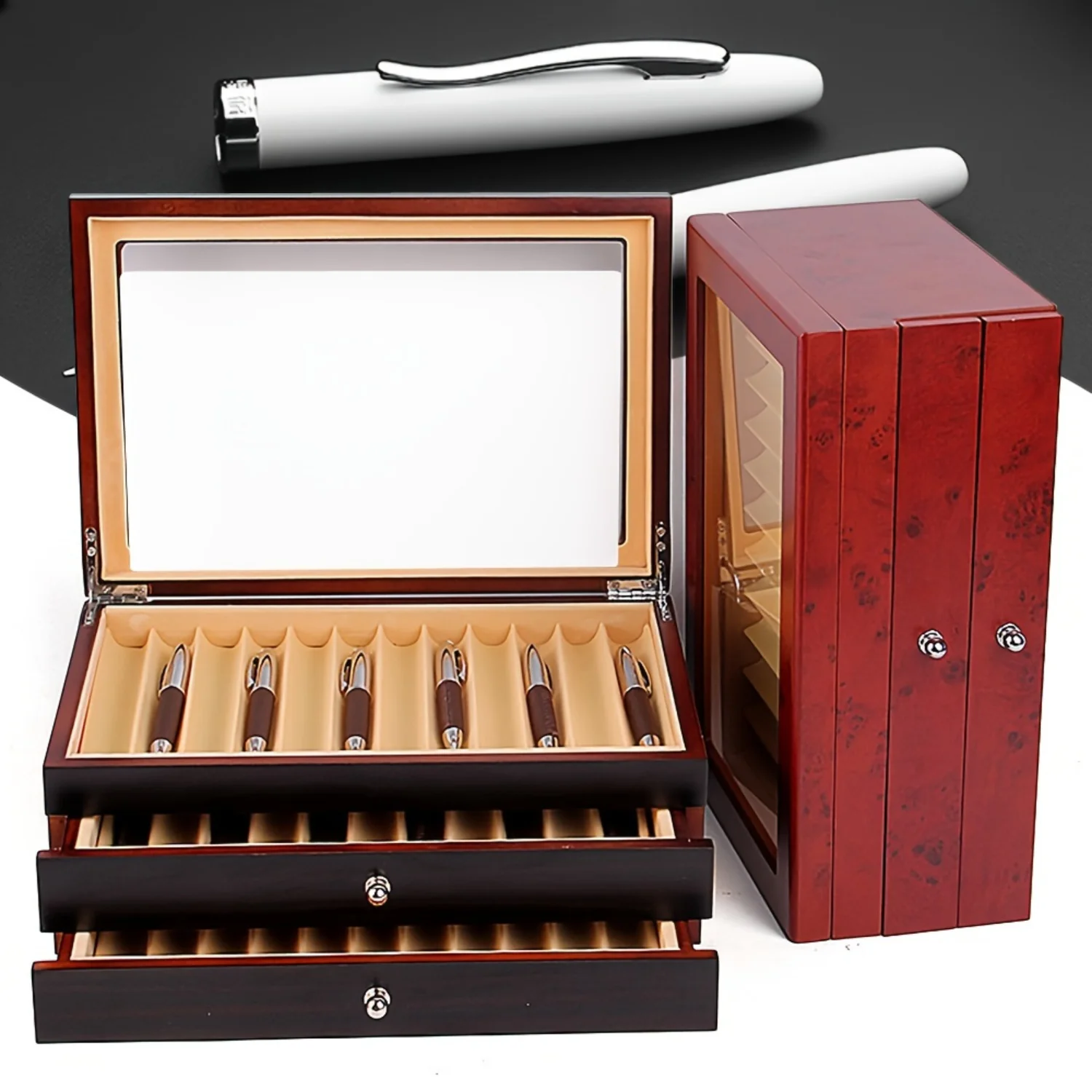 

Fountain Pen Display Case 34 Slots Holder Collector Box Organizer