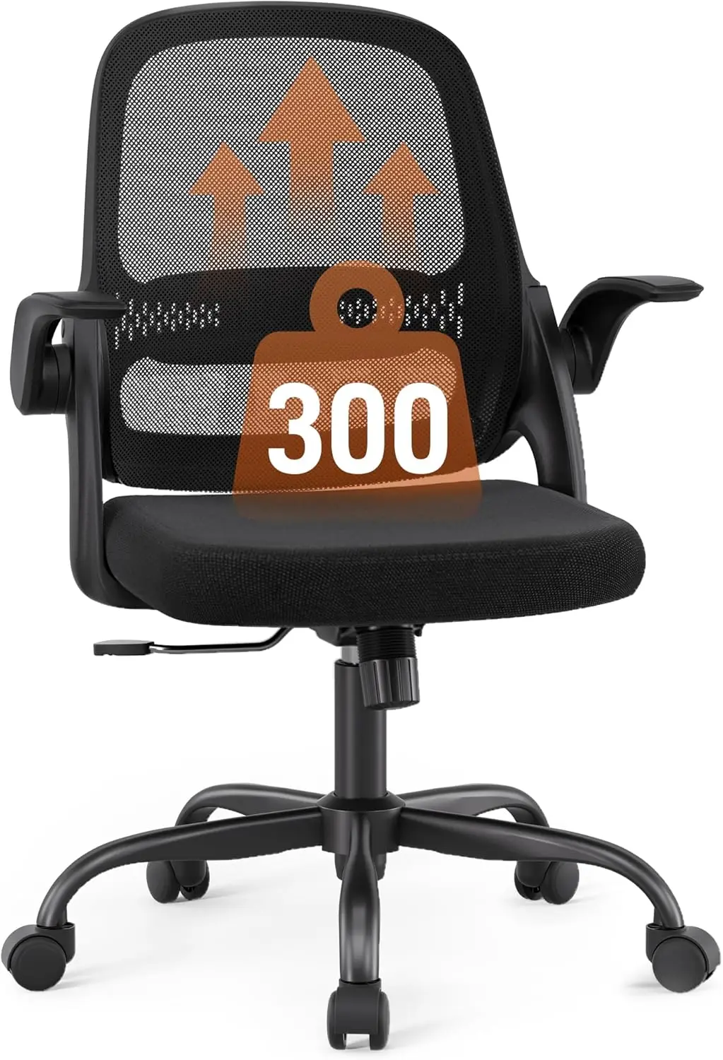 

Ergonomic Mesh Office Chair with Flip-Up Arms, Adjustable Height, Breathable Mesh Back & Thick Cushion Seat, 360° Swivel Rolling