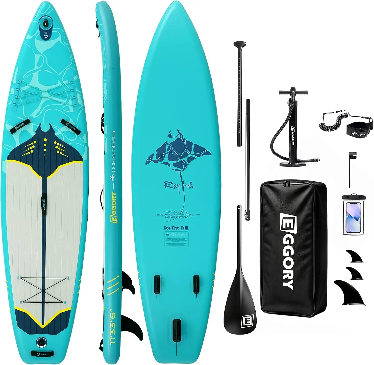 SUP Water Station Board EGGORY Aufblasbares Stand-Up-Paddle-Board, ca. 11 Fuß lang, geeignet für Anfänger, Familienreisende, Wasseryoga und Outdoor-Enthusiasten. Wird mit einem vollständigen