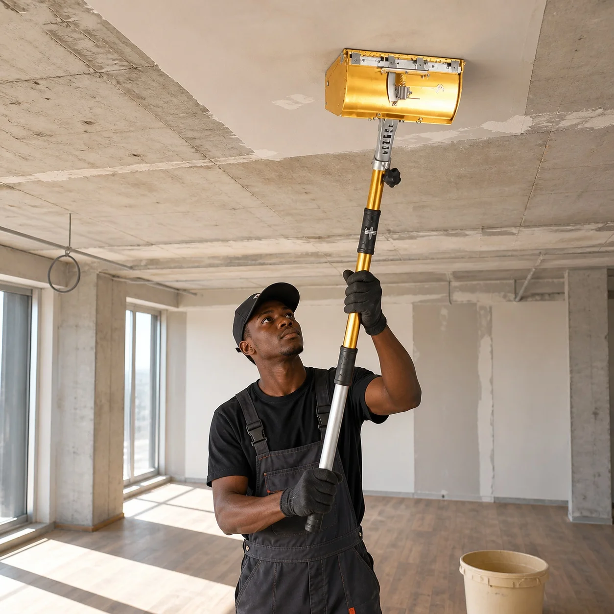 2026 Industrial 10 1/2in Stainless Steel Trowel Putty Knife With Rubber Handle Squared For Drywall Smoothing Plastering