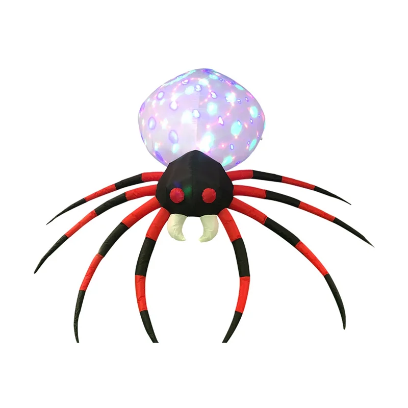 240cm Giant Spider Inflatable Toys Halloween Outdoor Decoration LED Roating Lights Spider Bar Home Decor EU Plug