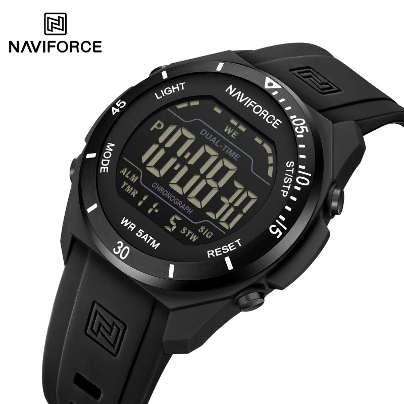 

NAVIFORCE NF7138 Fashionable Men Digital Sport Watch Day Display Alarm LED Backlight 5ATM Waterproof Silicone Strap Watch