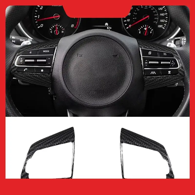 

Real Hard Carbon Fiber Sticker Steering Wheel Panel Trim For Kia Stinger 2018 2019 2020 2021 2022 Parts