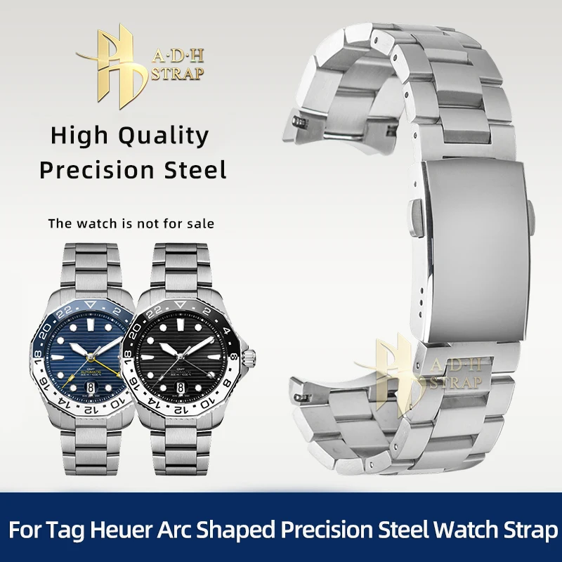 

High Quality Solid Precision Steel Watch Strap For Heuer Quaracer 300 WAY201A Curved Interface Watch Band 21mm Metal Bracelet