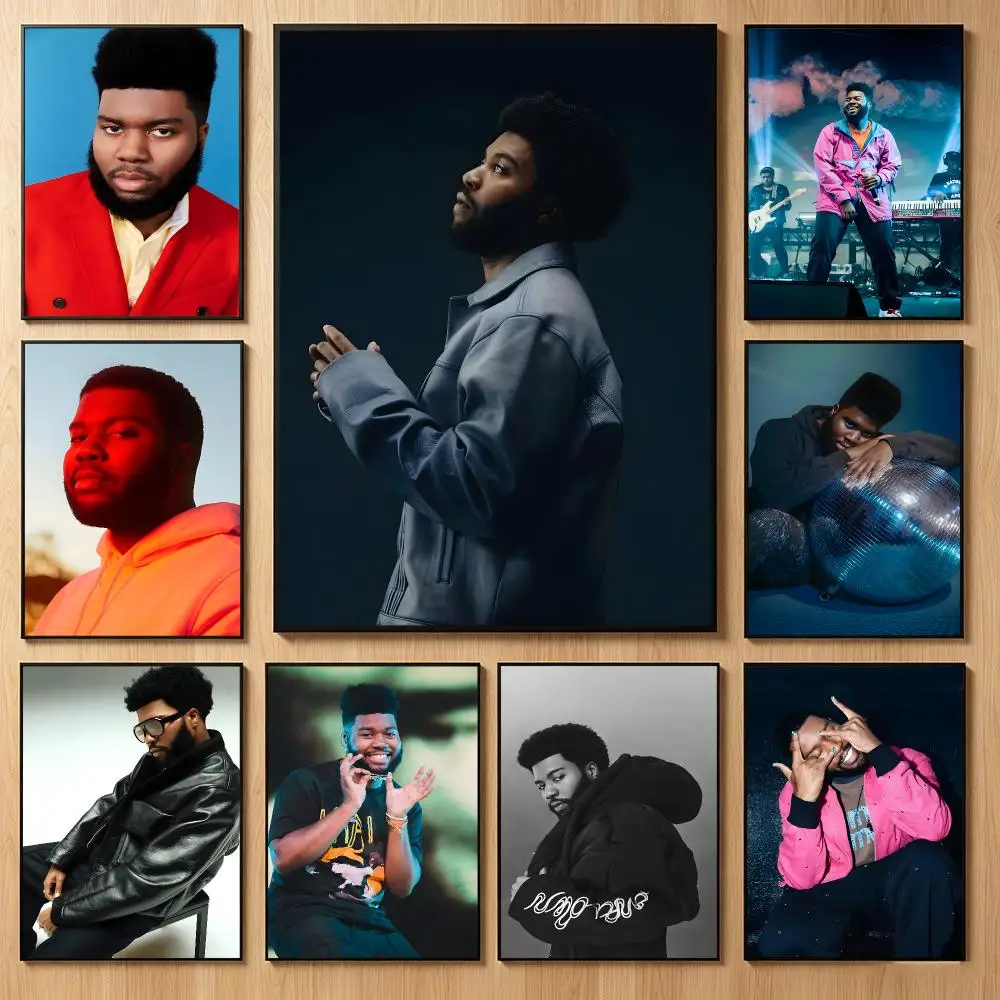 Smooth Vocal Artist K-Khalid Poster Classic Self-Adhesive PP Wall Sticker for Living Room Bar Decor Gift