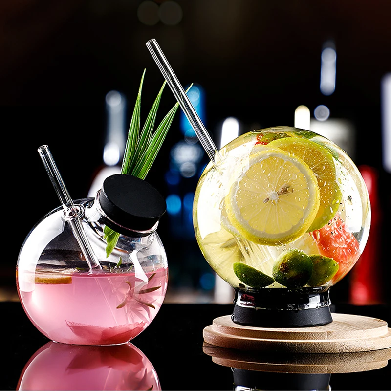 Smoked Molecular Creative Food Specialty Restaurant Bar Ball Cocktail Cup Coffee Glass Ball Straw Cup
