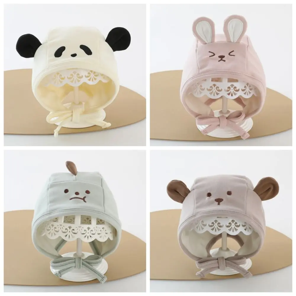 

Cartoon Cute Baby Fetal Cap Animals Polka Dot Newborn Beanie Hat Tie Strap Soft Infant Bonnet Hat Toddler