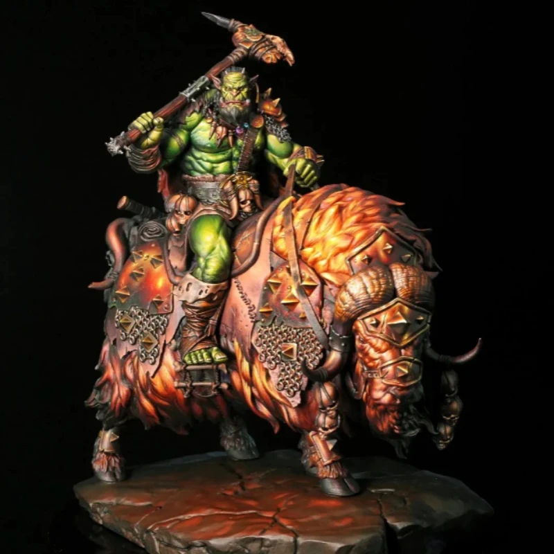 

1/24 Scale 75mm DieCast Resin Figure Model Kit Orc Leader and Mount Diorama Unassembled Unpainted