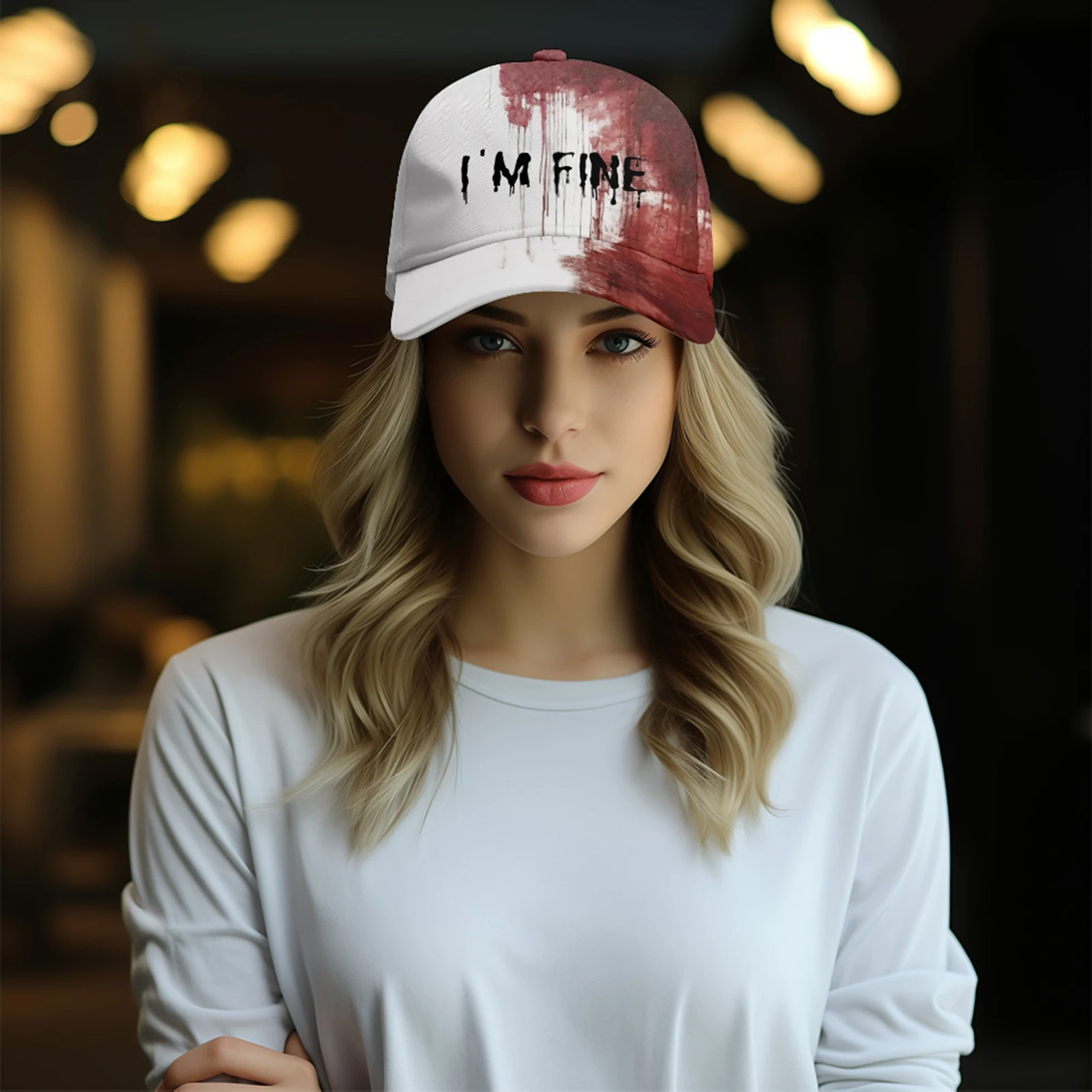 Halloween Party Baseball Cap Spooky Blood Stain Hat Horror Costume Accessory for Men Women Cosplay Festive Apparel