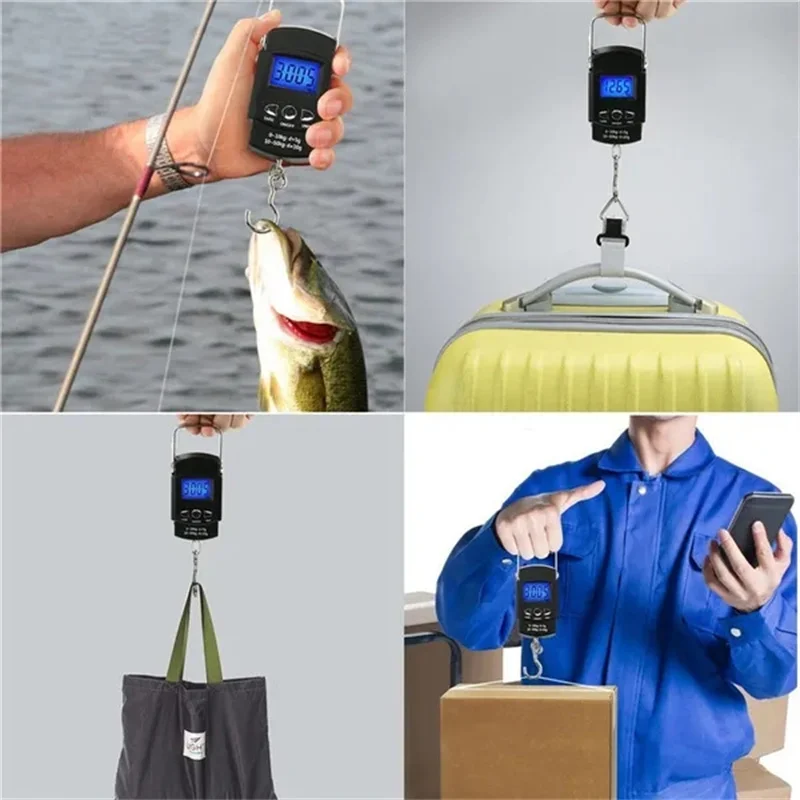 Imagem -06 - Escala de Bolso Pesando Equilíbrio Eletrônico Digital Fish Hook Pendurado Fita de Medição de Pesca Régua Mini Bagagem para Pesca 50kg