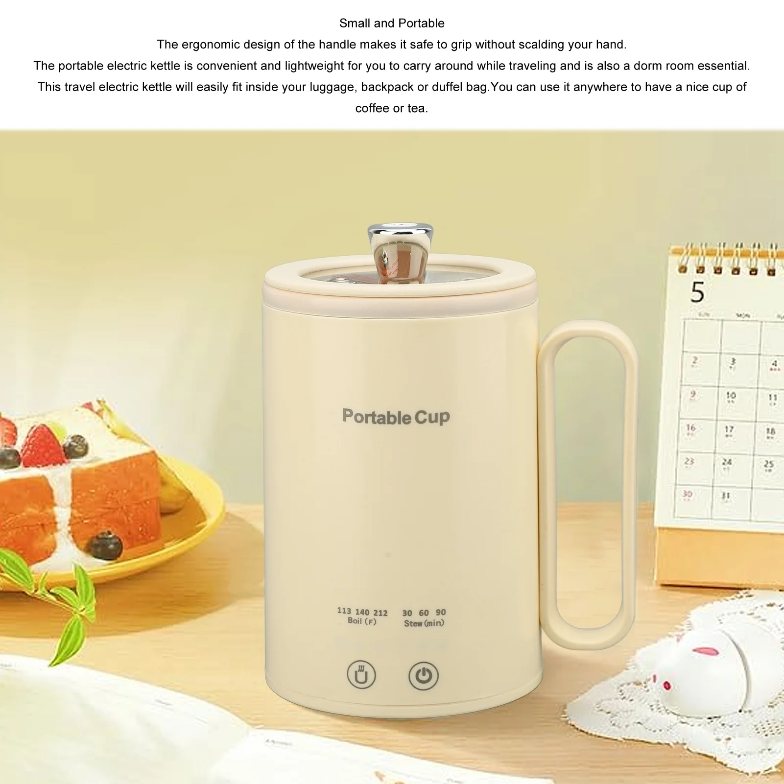 Mini Hot Water Boiler Heater, Portable Electric Kettle, 300W Auto Power Off, Travel Tea Coffee Boiler, 110V US Plug