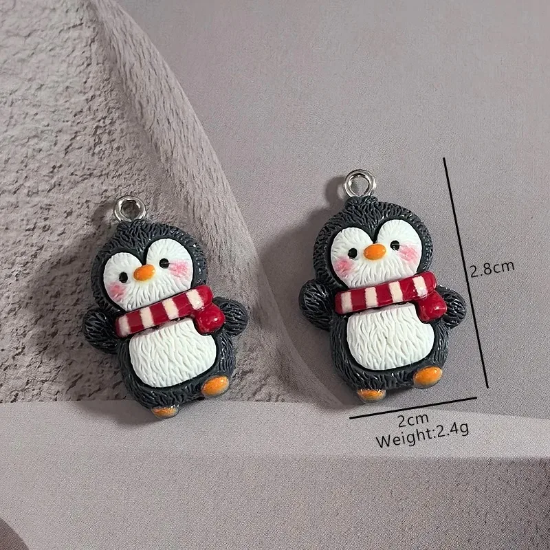 10Pcs Kawaii Mixed Animal Resin Charms Cute Penguin Bear Cat Rabbit Dog Pendant Accessories for DIY Earring Jewelry view 3