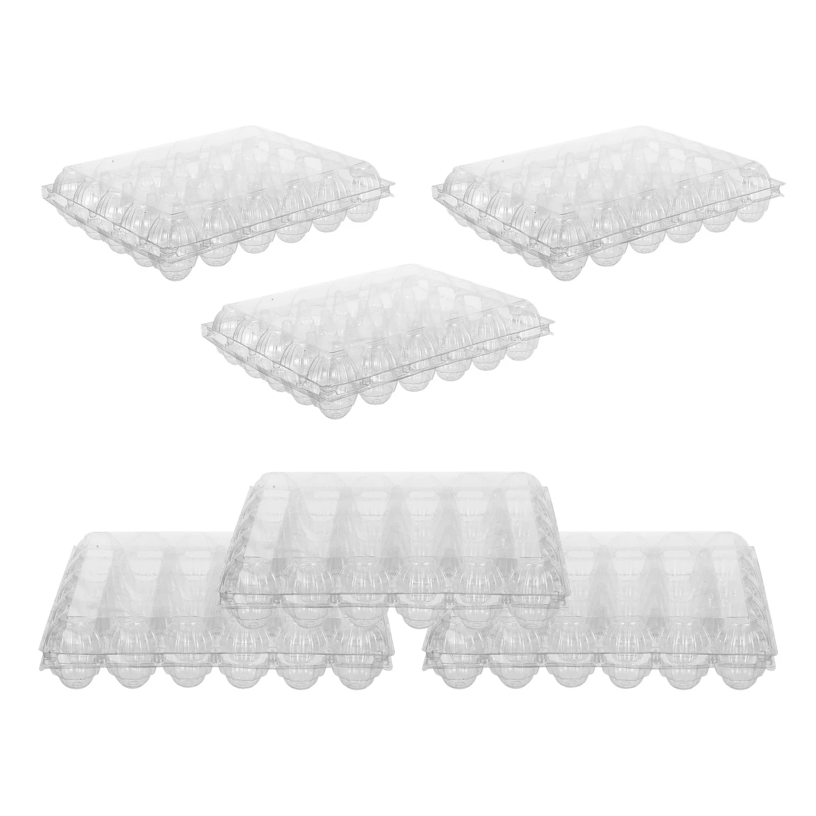 

6Pcs Clear Plastic Egg Storage Container 30 Eggs Holder Stackable Reusable Transparent Tray for Refrigerator Farm Market