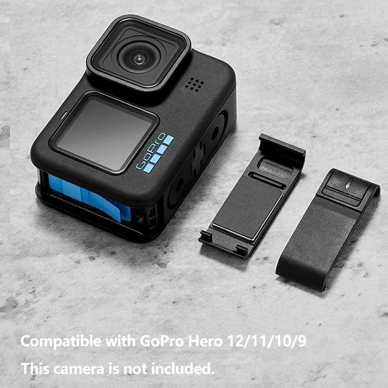 Portable Flip Battery Cover for GoPro Hero 12 11 10 9 Black Removable Battery Lid Door Type-C Charging Port Side Case