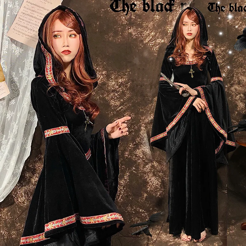 

Halloween Dark Witch Dress Vampire Magic Witch Robe Stage Party Women's Cosplay Play Costumes