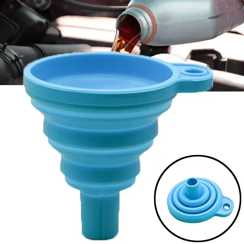 Embudo de silicona Universal para motor de coche, lavadora de líquido, cambio de fluido, plegable, portátil, para cambio de aceite de motor de