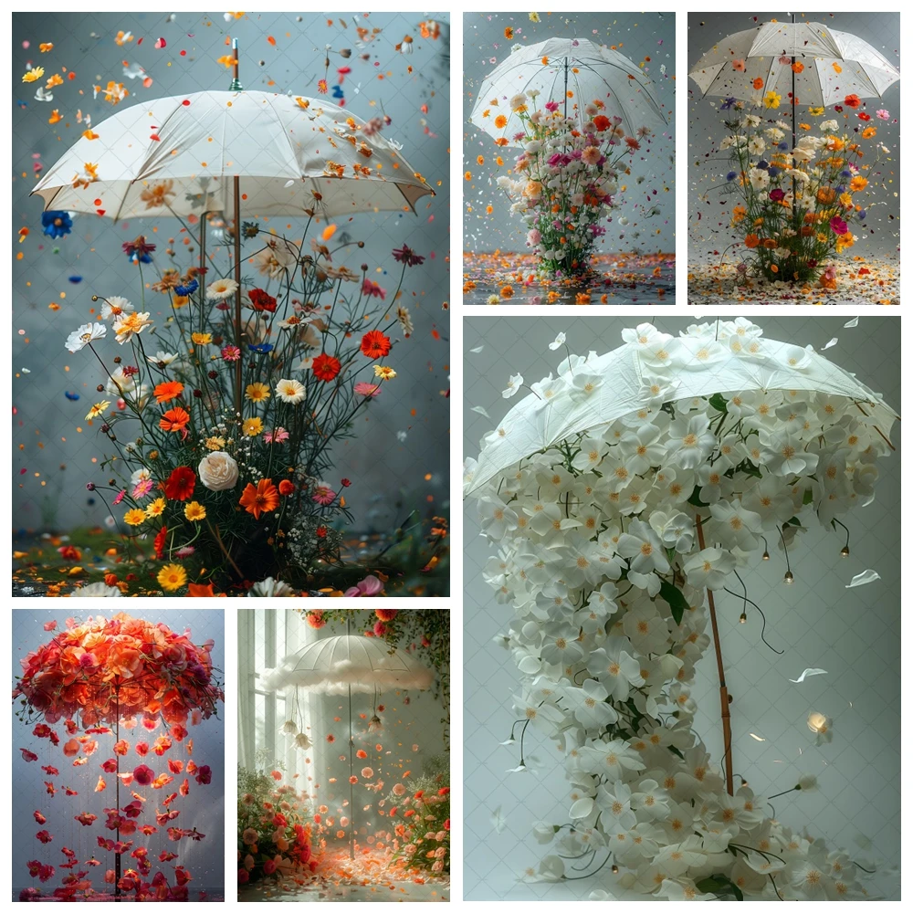 Beautiful Flower Umbrella Petals Photo Banner Girl Birthday Party Decoration Banner Baby Bath Photography Studio Supplies