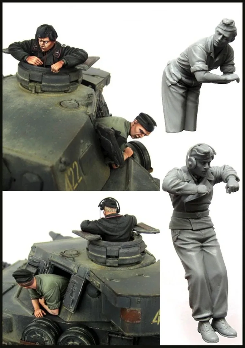 

1/35 Scale Resin Figure Model Kit modeling Military Tank Crew Two-Person Miniature Toy Unassembled and Unpainted DIY Diorama