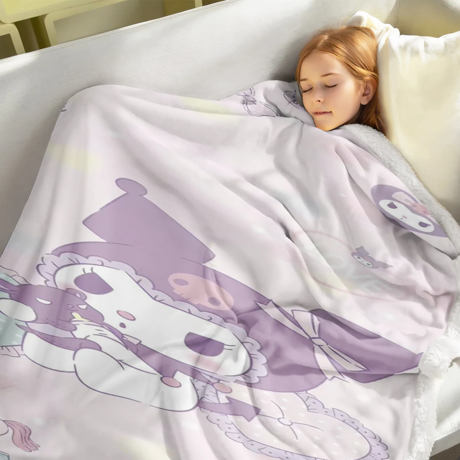

Baby Cartoon Blankets Kuromi Soft Pattern Skin-Friendly Children Nap Blanket Cute Printed Luxury Fashion Throws