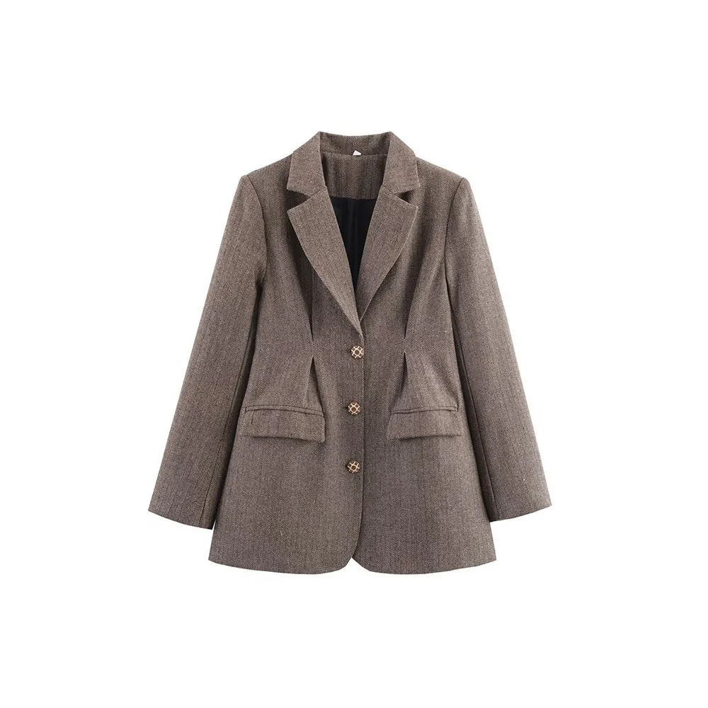 

Autumn new women's clothing blogger's same diagonal woolen waist cinched suit jacket