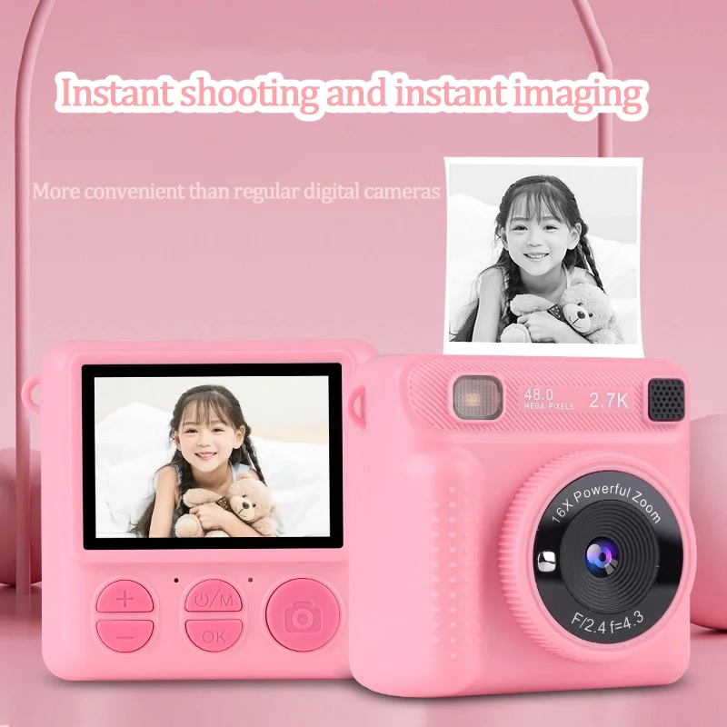 Children's camera, thermal paper instant printing camera, children's toy camera, the best Christmas gift, birthday gift